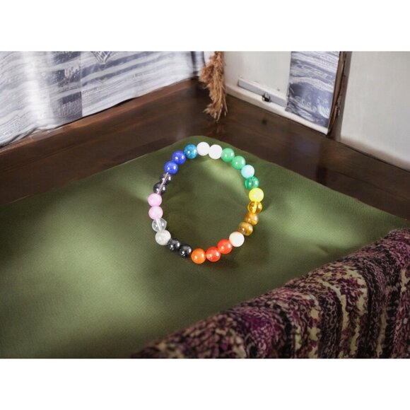 Rainbow Chakra Healing Beaded Bracelet Multi-Colored Unisex Reiki Energy Spiritu - Picture 11 of 11